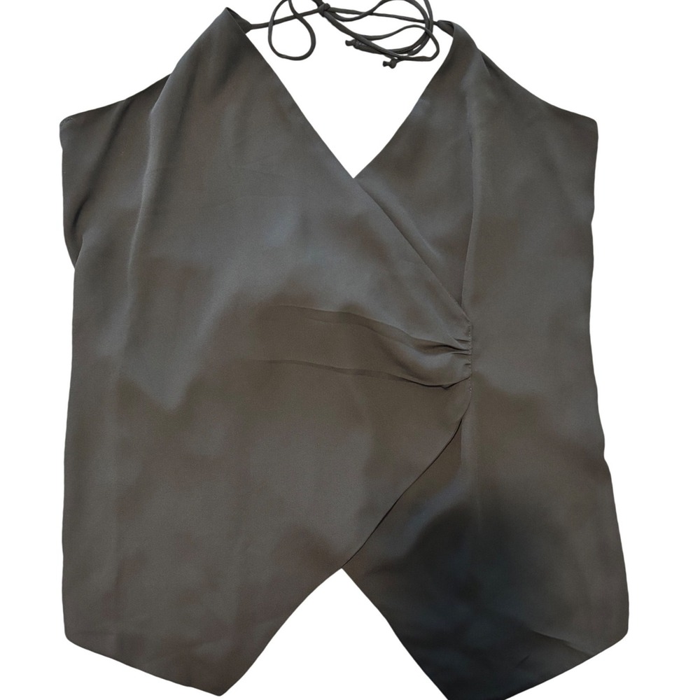 Express Black Halter Wrap Top Tie Back Sleeveless Blouse Small NWT